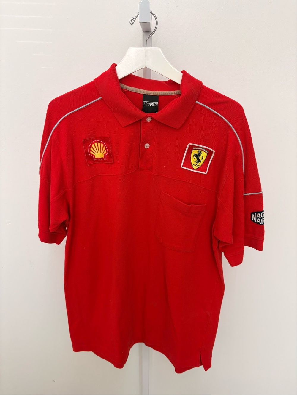 Ferrari Red Logo Polo Shirt with Shell Patch